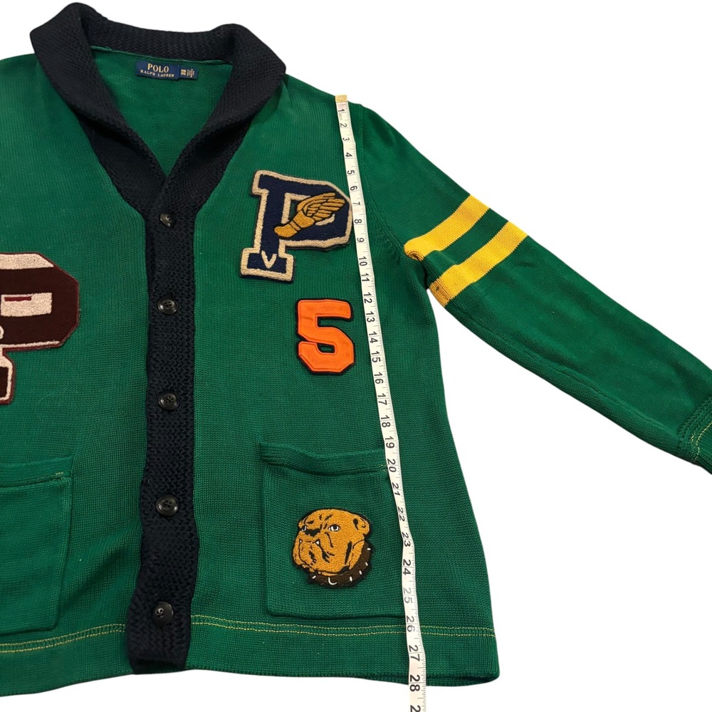 Polo Ralph Lauren Men Green Varsity Patch Shawl Cardigan Sweater 1XB Big & Tall - Picture 9 of 10